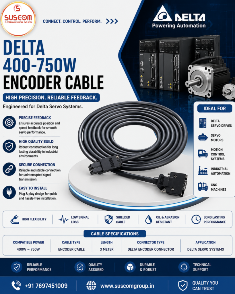 400-750W Encoder Cable 3 Meter for Servo Motor Industrial Automation Applications