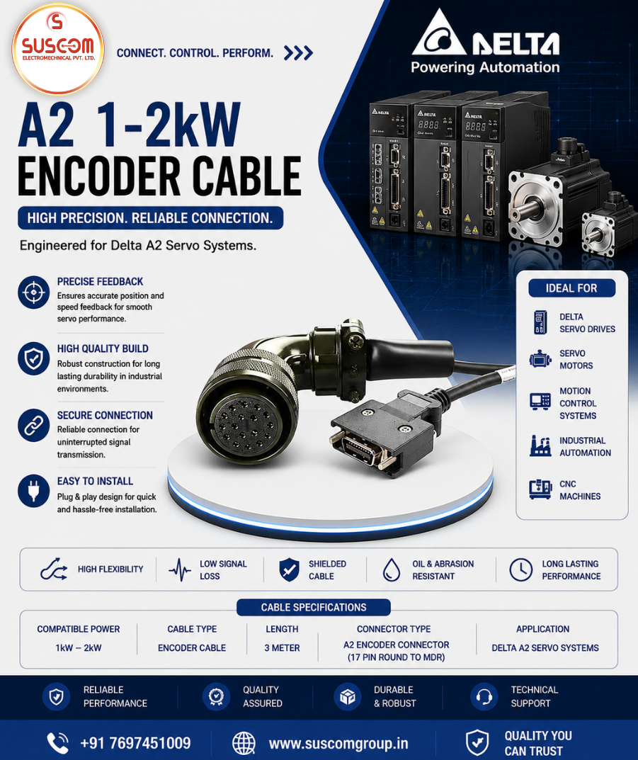 A2 1-2KW Encoder Cable 3 Meter for Delta Servo Motor Industrial Automation Applications