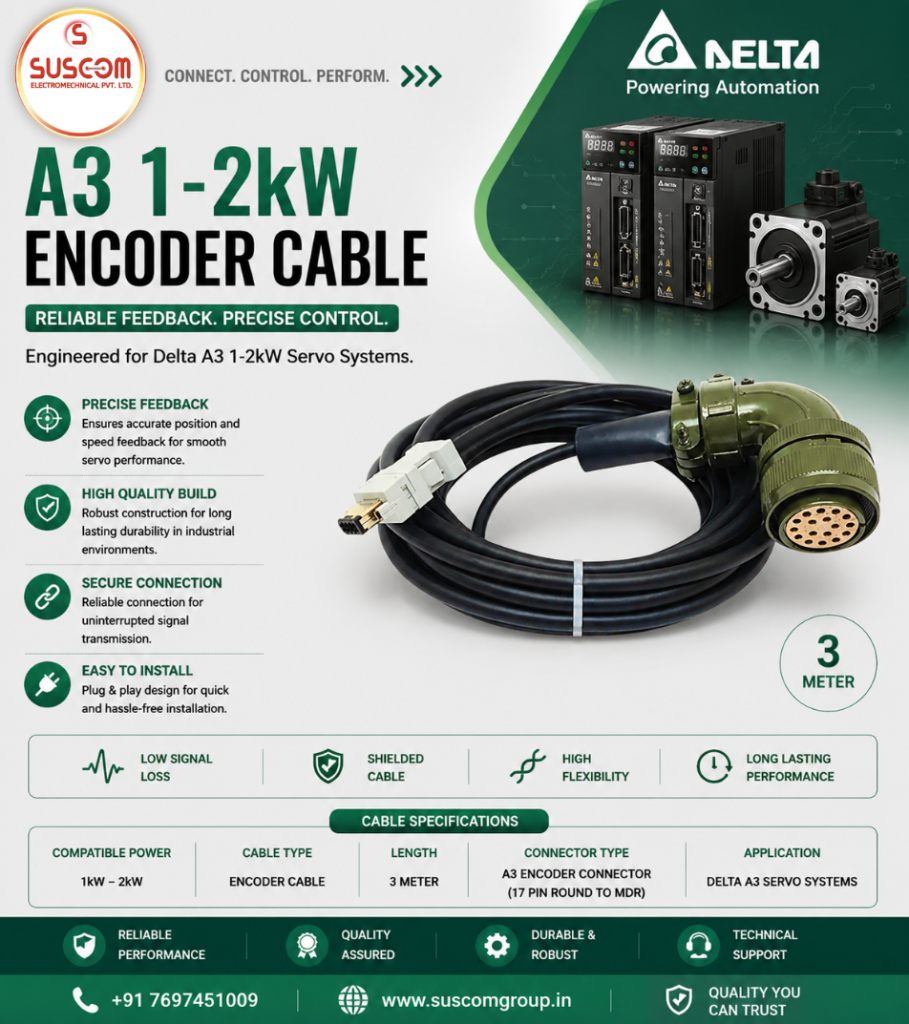 A3 1-2KW Encoder Cable 3 Meter for Delta Servo Motor Industrial Automation Applications
