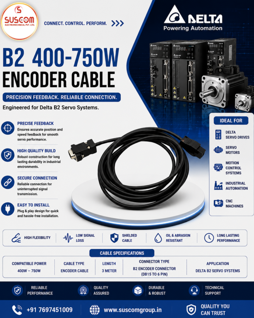 B2 400-750W Encoder Cable 3 Meter for Delta Servo Motor Industrial Automation Applications