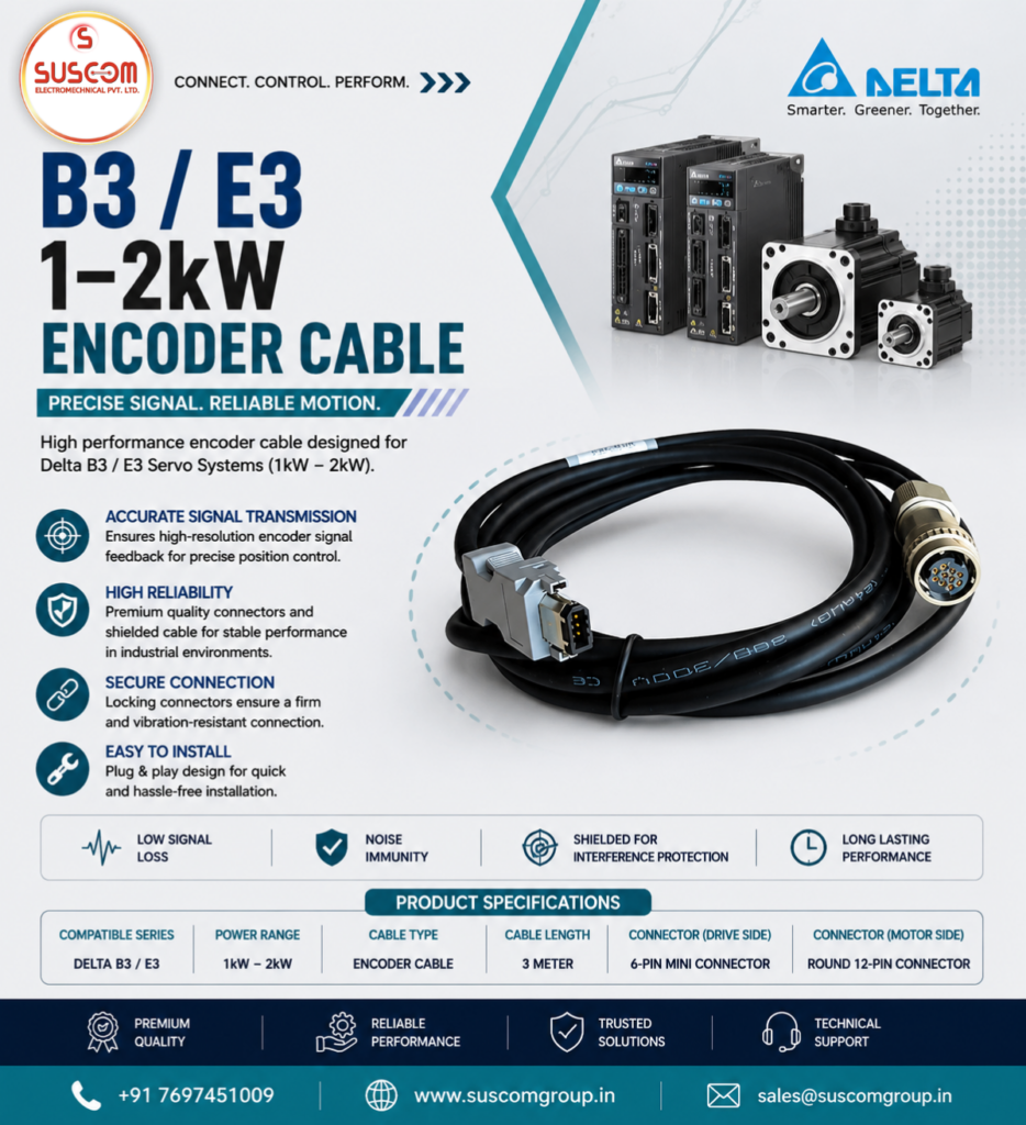 B3/E3 1-2KW Encoder Cable 3 Meter for Delta Servo Motor Industrial Automation Applications