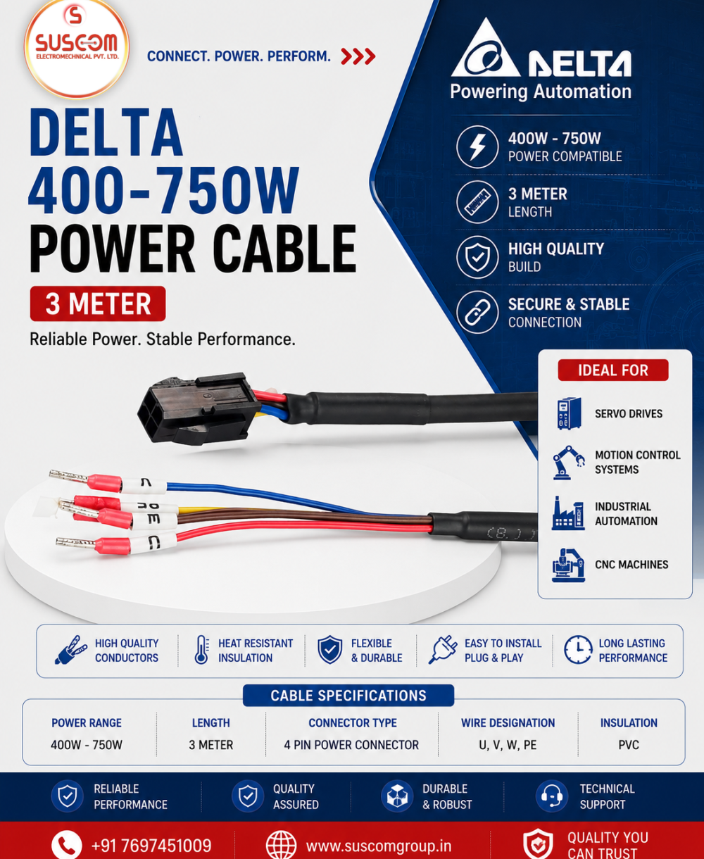 400-750W Power Cable 3 Meter for Servo Motor Industrial Automation Applications